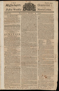 The Massachusetts Gazette: and the Boston Weekly News-Letter, 4 October 1770