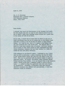 Letter from Mark H. McCormack to A. E. Brubaker