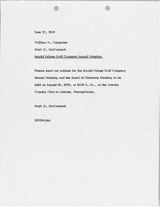 Memorandum from Mark H. McCormack to William H. Carpenter