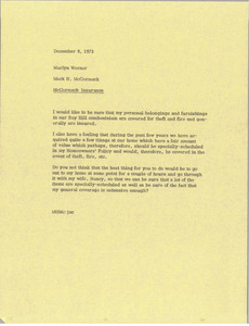 Memorandum from Mark H. McCormack to Marlyn Warner