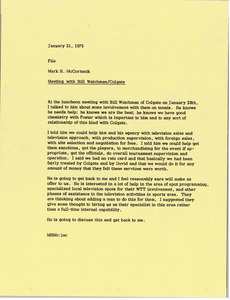 Memorandum from Mark H. McCormack to Bill Watchman Colgate file