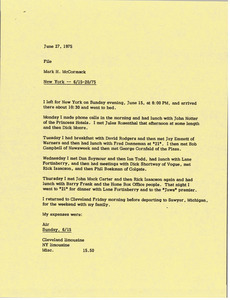 Memorandum from Mark H. McCormack to travel file