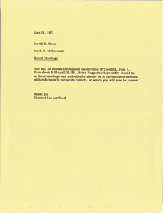 Memorandum from Mark H. McCormack to David A. Rees