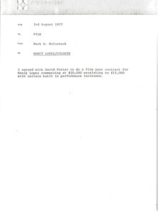Memorandum from Mark H. McCormack concerning Nancy Lopez and Colgate