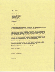 Letter from Mark H. McCormack to Alan Hart