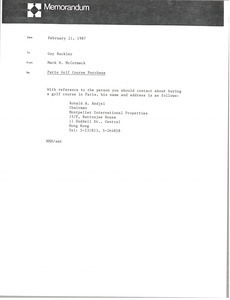 Memorandum from Mark H. McCormack to Guy Buckley