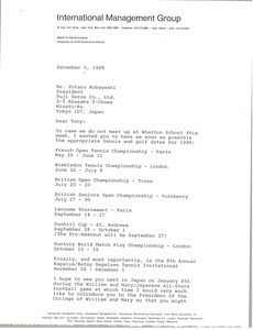 Letter from Mark H. McCormack to Yotaro Kobayashi