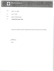 Memorandum from Mark H. McCormack to Ian Todd