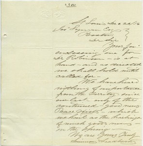 Letter from Simmons and Leadbeater to Joseph Lyman