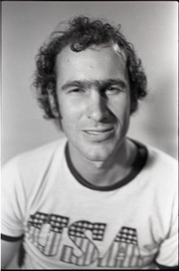 Richard Safft, clean shaven, wearing USA t-shirt, for an advertisement for Gillette razors