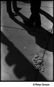 Shadows and refuse on a sidewalk, Boston University
