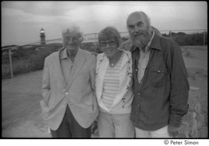 Ram Dass and his folks: George and Phyllis Alpert posing with Ram Dass at Menemsha