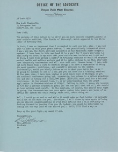 Letter from Bill Johnson to Judi Chamberlin