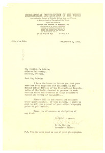 Letter from R. M. Chelio to W. E. B. Du Bois