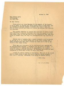 Letter from W. E. B. Du Bois to Gloria Agrin