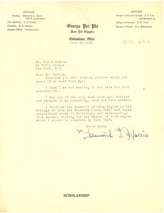 Letter from Ellsworth G. Harris to W. E. B. Du Bois