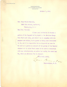 Letter from Louis Brownlow to Mary Church Terrell