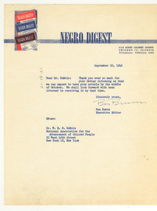 Letter from Negro Digest to W. E. B. Du Bois