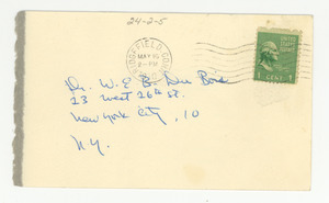 Letter from Martha and Alfred Stern to W. E. B. Du Bois