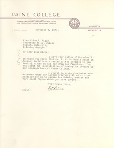 Letter from Paine College to Ellen Irene Diggs