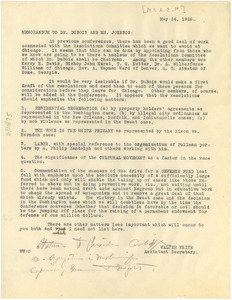 Memorandum from Walter White to W. E. B. Du Bois and James Weldon Johnson