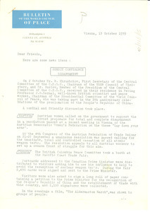 Bulletin from World Council of Peace to W. E. B. Du Bois