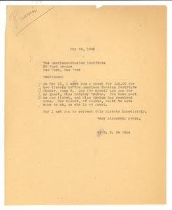 Letter from W. E. B. Du Bois to American Russian Institute