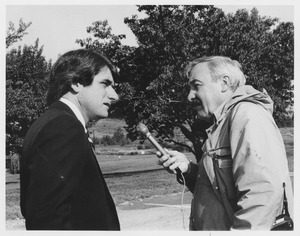 Richard B. Shanor interviewing unidentified man