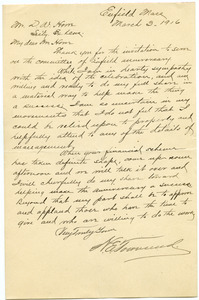 Letter from H. E. Townsend to Donald W. Howe