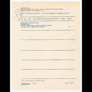 Summary and comments, minutes and attendance list for Washington Park Association of Apartment House Owners (WPAAHO) meeting on November 4, 1964