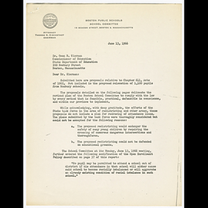 Letter from Thomas S. Eisenstadt to Owen B. Kiernan about and including the proposals relative to Chapter 641, Acts of 1965