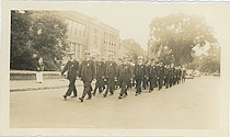 Firefighters on Parade in front of Church