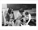 Suffolk University Professor Beatrice L. Snow (CAS Biology) with students in classroom, photograph, 1981