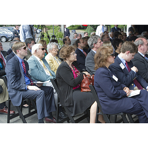 Audience listens attentively during the groundbreaking ceremony for the George J. Kostas Research Institute for Homeland Security