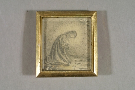 Brooch with miniature drawing