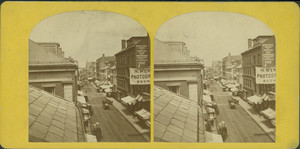 Washington St. from West St., showing sign for Simon Wing, ambrotypist, Boston, Mass., undated