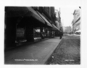 Sidewalk 693 Washington St., south from Lagrange St.. Boston, Mass., October 1904