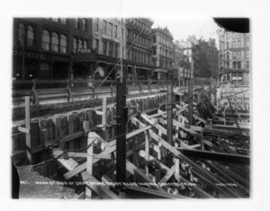 Washington St. side of Dep't Store Trust Building during construction