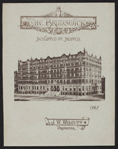 Menu for The Brunswick, hotel, Boylston Street, Boston, Mass., May 8, 1879