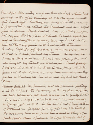 Thomas Lincoln Casey Diary, June-December 1888, 023, Genls dept. Also a telegram from Senator