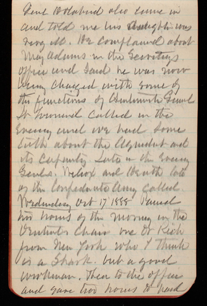 Thomas Lincoln Casey Notebook, September 1888-November 1888, 52, General [illegible] who came in