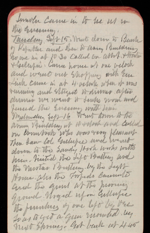 Thomas Lincoln Casey Notebook, May 1891-September 1891, 87, Lincoln came into see us in the evening.