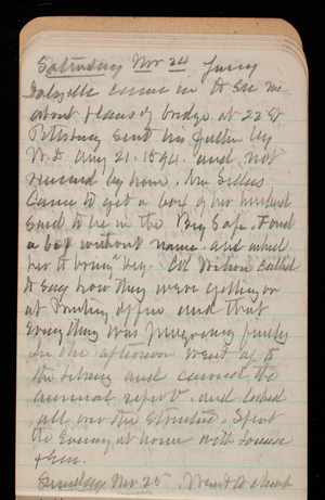 Thomas Lincoln Casey Notebook, November 1894-March 1895, 013, Saturday Nov 24