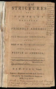 Strictures on a Pamphlet Entitled "A Friendly Address To All Reasonable Americans …"