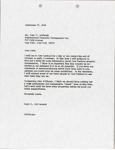 Letter from Mark H. McCormack to John W. McGrath