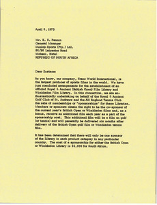 Letter from Mark H. McCormack to E. E. Fannin