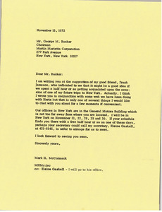 Letter from Mark H. McCormack to George M. Bunker
