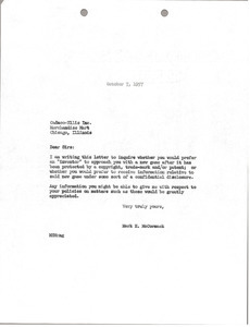 Letter from Mark H. McCormack to Cadaco-Ellis Inc.