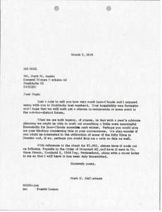 Letter from Mark H. McCormack to Hugh M. Austin