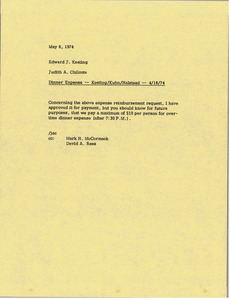 Memorandum from Judy A. Chilcote to Edward J. Keating